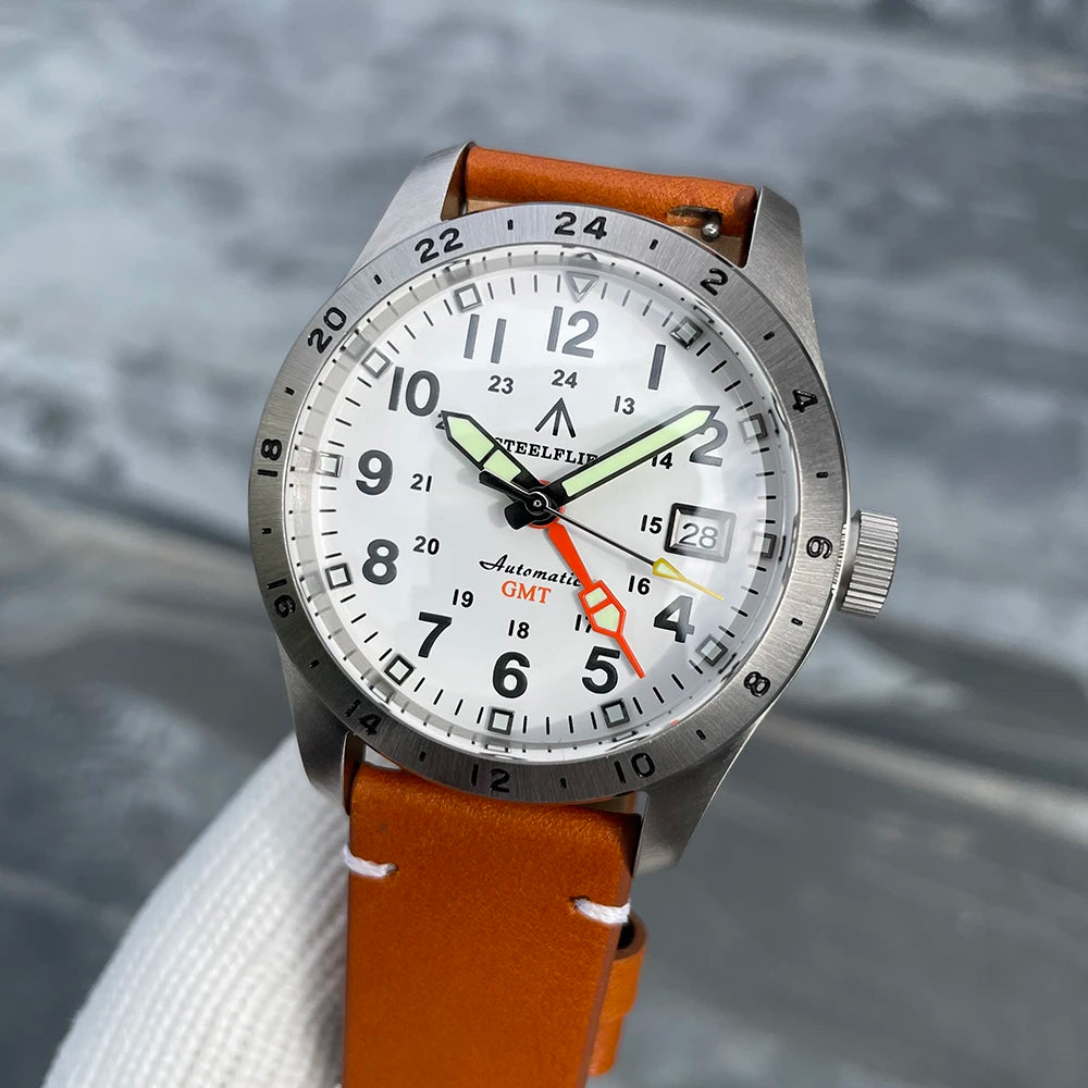STEELFLIER Ufficiale SF792 GMT Orologio da polso meccanico Movimento NH34 Super BGW9 C3 Luminoso Impermeabile fino a 200 m Orologio da immersione di lusso da uomo