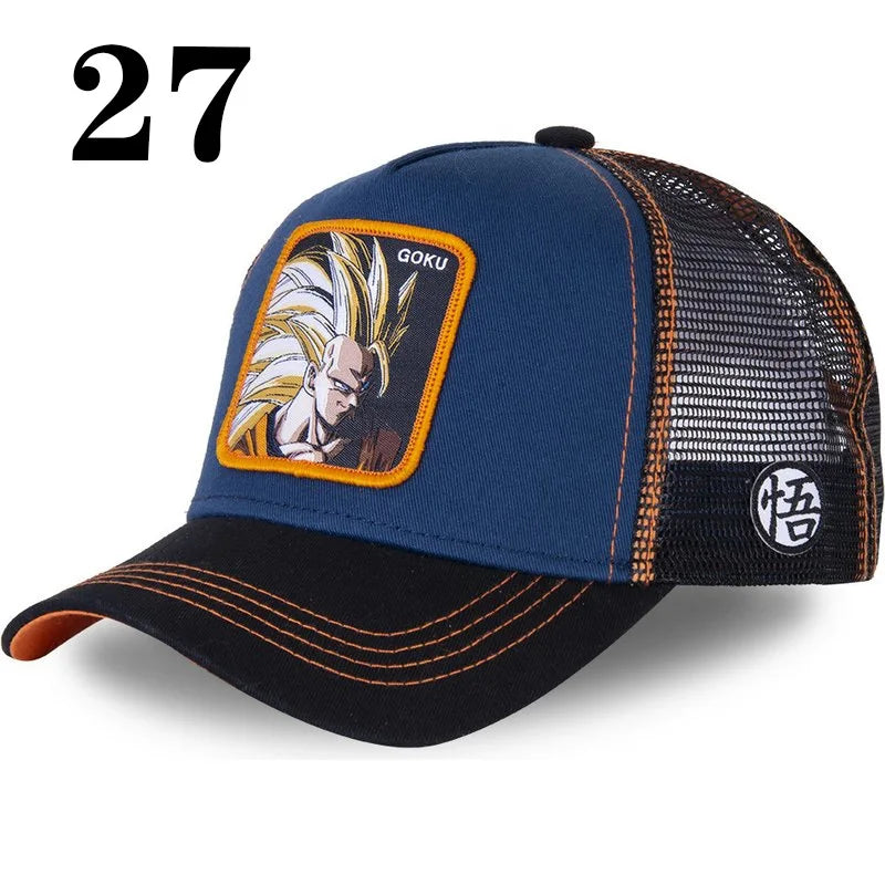 Casquette de baseball imprimée à l'effigie d'un personnage de l'anime Dragon Ball pour hommes et femmes – Casquette hip-hop – Casquette en maille pour camionneur – Protection solaire d'été pour les activités en plein air