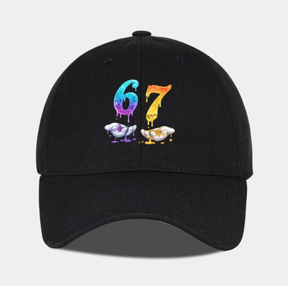 Colorful Dripping Number 67 Print Baseball Cap Adjustable Unisex Cartoon Streetwear Sun Hat