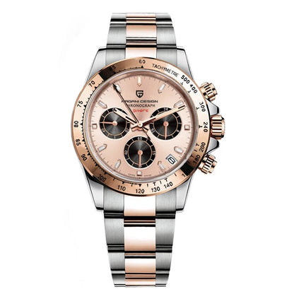 PAGANI DESIGN herenhorloge – Model met gekleurde wijzerplaten, luxe quartz-polshorloge, chronograaf met een uurwerk