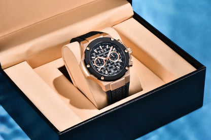 Quartzhorloges voor heren van PAGANI DESIGN – Luxe sportchronograaf, waterdicht, voorzien van lichtgevende wijzers en een saffierglas met antireflectiecoating