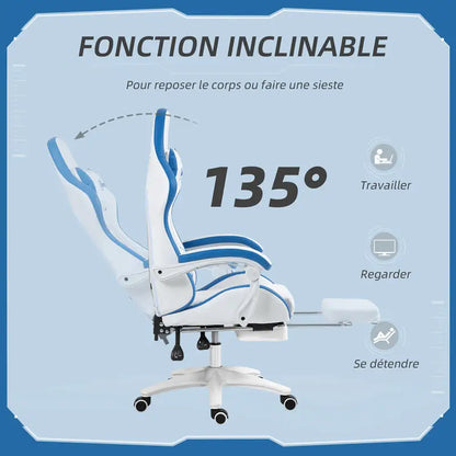 Ergonomic Gaming Chair 120KG Load 135° Recline Footrest Adjustable Headrest Lumbar Support Home Office Chair
