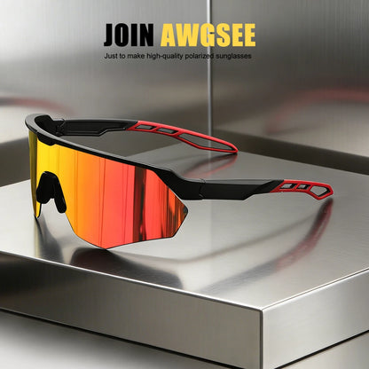 Half frame polarized bicycle sunglasses - windproof, lightweight, unisex, suitable for skiing, running, and outdoor activities