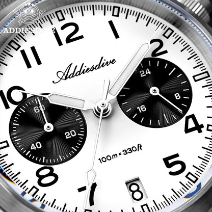Orologio da uomo ADDIESDIVE 2025 New Panda Eye, retrò di lusso, quarzo VK64, cronografo sportivo, impermeabile 100M, luminoso