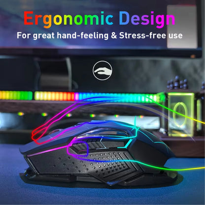 Wireless Gaming Mouse 2.4G Colorful Breathing Light Instant Response No Tangled Cables Work with Gaming Switch