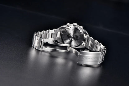 Vyriškas laikrodis „PAGANI DESIGN“ „Panda“ – prabangus kvarcinis chronografas, atsparus vandeniui, safyro stiklas su antirefleksine danga, šviečiantis sportinis laikrodis