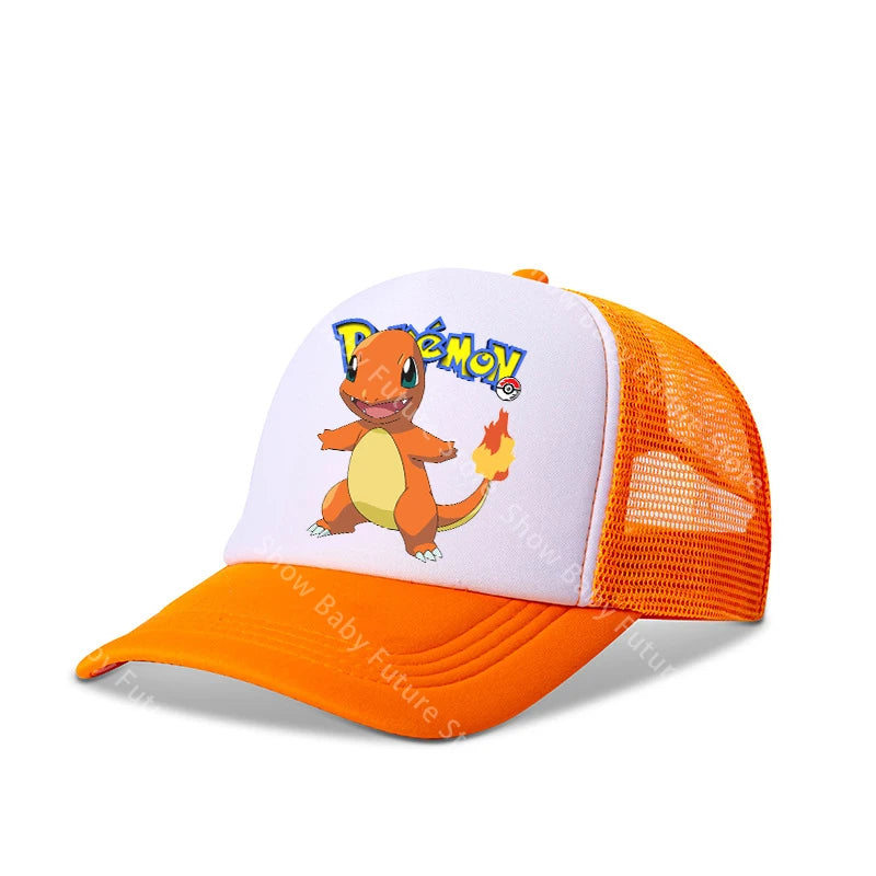 Two Sizes Kawaii Baseball Caps for Adult Cartoon Pokemons Pikachus Outdoor Breathable Mesh Hat Cute Anime Adjustable Sunbonnet
