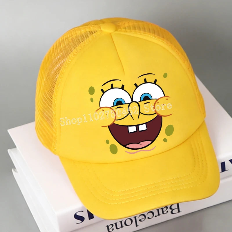 SpongeBobs Baseball Cap Kids Adult Kawaii Expression Sun Hat Summer Breathable Mesh Sunbonnet Outdoor Sports Headgear Gift New