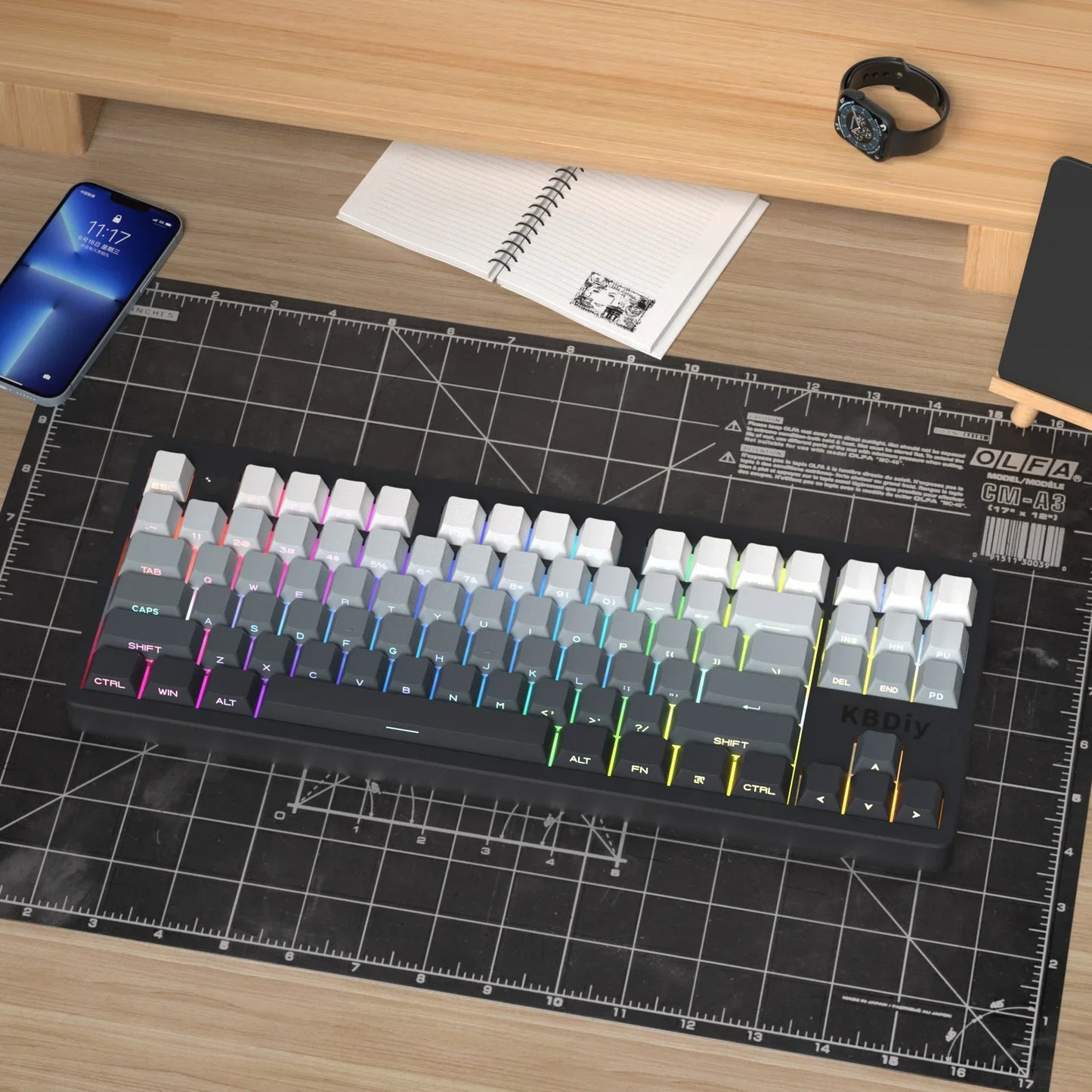 New 133 Key Gradient Gray PBT Double Shot Keycap Side Print Shine Through Backlit Keycaps For Cherry Gamer Mechanical Keyboard