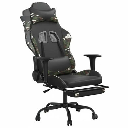 Gaming Chair with Footrest Reclining Ergonomic Racing Chair, 360° Swivel Gaming Chair with Adjustable Height, PU Leather Computer Gaming Chair for Office & Home