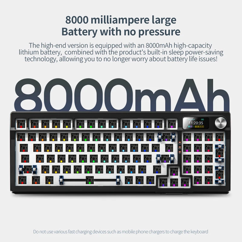 YINDIAO Y95 Keyboard Kit Hotswap TFT Screen Full RGB Backlit 2.4GHz Bluetooth Wireless Custom DIY Mechanical Keyboard