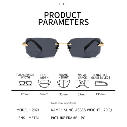 10 Pairs Per Set Wholesale Sunglasses For Women Fashion Rectangle Rimless Outdoor Eyewear Simple Casual Square Sun Glasses