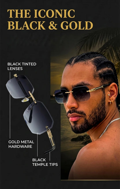 Vintage Punk Rectangle Rimless Sunglasses Men 2026 Luxury Brand Geometric Polygon Sun Glasses Male Trendy Square Shades Eyewear