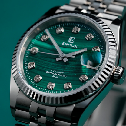 Eniton 36mm Men's Mechanical Watch with Stainless Steel Peacock Stone Tiger Eye Dial And NH35 Movement
