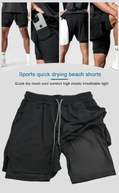Dragon Ball Peripheral Printing Double-layer Shorts GOKU 2025 American Sports Comfortable Summer Men's Loose Breathable Pants
