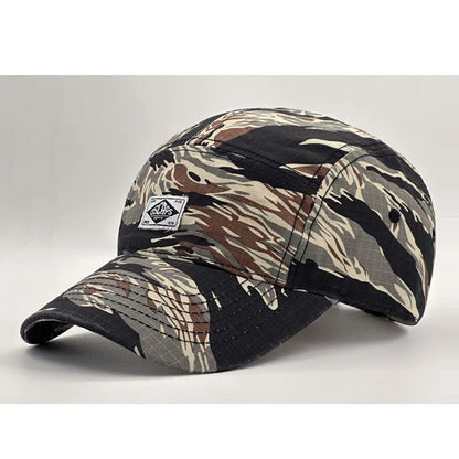 Arbejdstøj-inspireret camouflage-baseballkasket med kort skygge til mænd og kvinder, trendy unisex-solhat til udendørs brug
