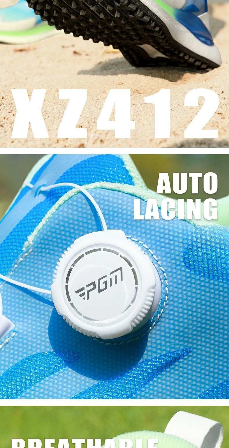 PGM Men Golf Shoes Ultra Soft Sole Knob Shoelaces Breathable Anti Slip Outdoor Sports Sneakers XZ412