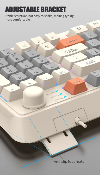 K82 Gaming Keyboard Glows Wired USB Desktop PC/Notebook Available 19-key punchless knob to adjust volume