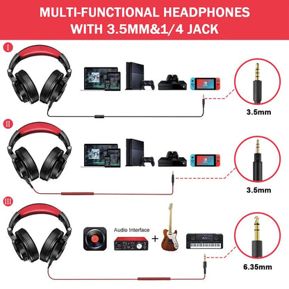 OneOdio kabelgebundene Over-Ear-DJ-Studiokopfhörer mit Mikrofon – Mixing- & Monitoring-Headset mit 40mm Treiber für Gaming & Aufnahmen