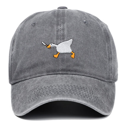 Embroidered baseball cap with goose pattern for men and women, casual and fashionable city style duckbill cap