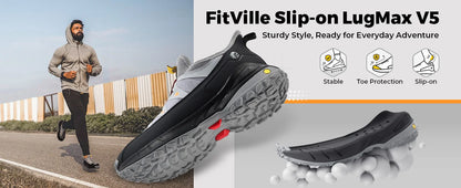 Fittington Wide Sneakers for Men Slip-on Hiking Shoes Soft Comfortable Men Running Shoe Slip Resistant Walking Shoes with Arch