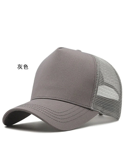 Felnőtt nyári pamut trucker sapka, női hálós napellenző sapka, nagy méretű sapka, férfi plusz méretű baseball sapka, 55–60 cm, 60–65 cm