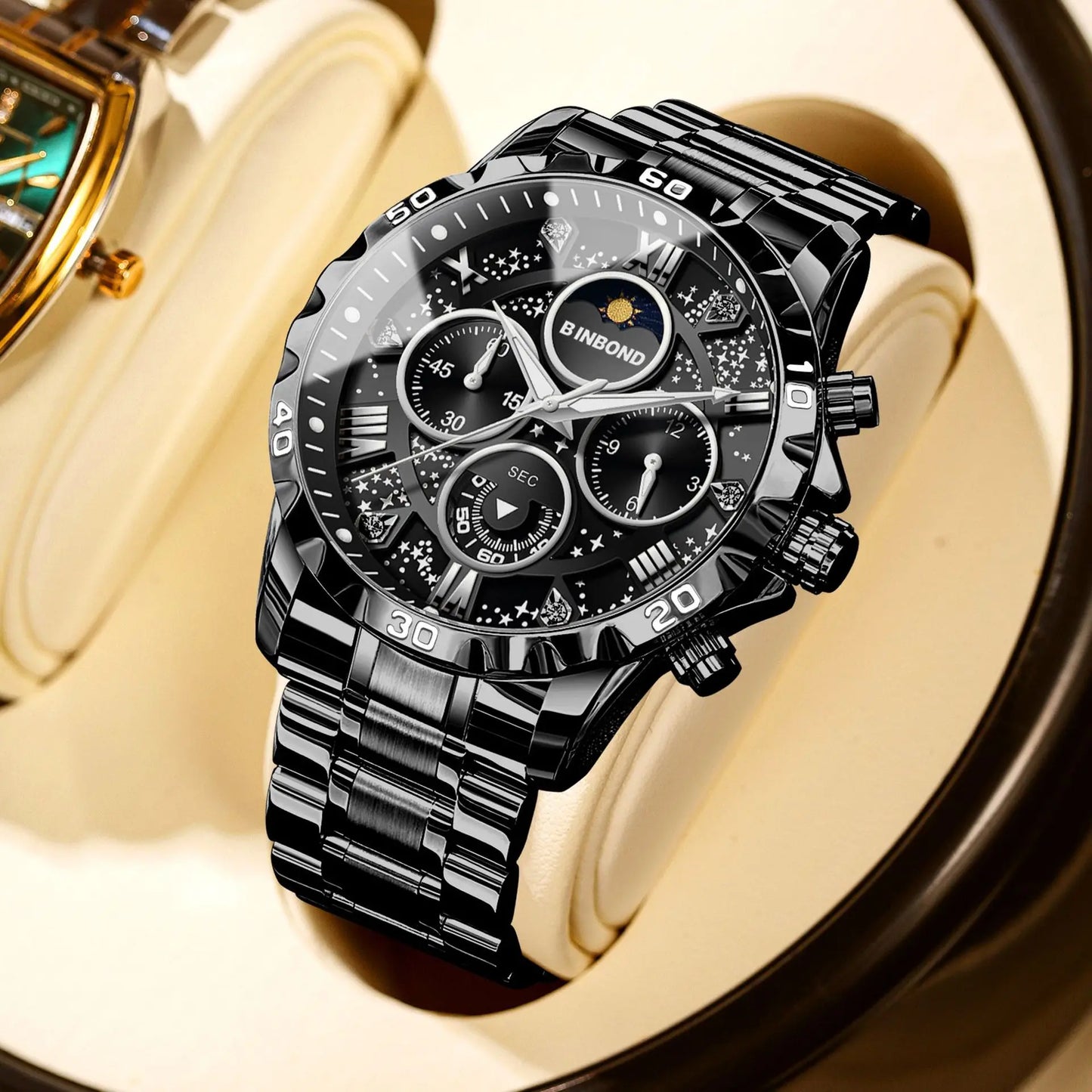 Chronograph Luxury Brand Stylish Men Luminous Wrist Watches For Male Clock Stainless Steel Band Men Business Quartz Watches
