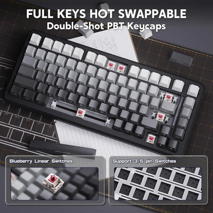 ATTACK SHARK M86 Wireless Mechanical Gaming Keyboard, 75% Gasket Hot Swappable RGB Custom Keyboard, Side Printed PBT Keycaps