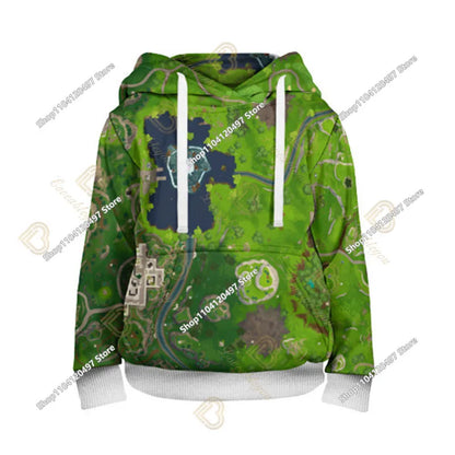 Sweatshirt com Capuz Battle Royale para Crianças, Fortnite, Meninos e Meninas, Estampado com Desenhos Animados, Pullover Infantil, Streetwear Harajuku, Primavera/Inverno