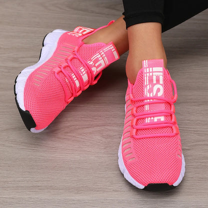 Zapatillas deportivas de mujer de malla, ligeras, con suela suave, correa para jogging, transpirables, de moda, para caminar, deportivas informales, de tenis, planas, para hombre