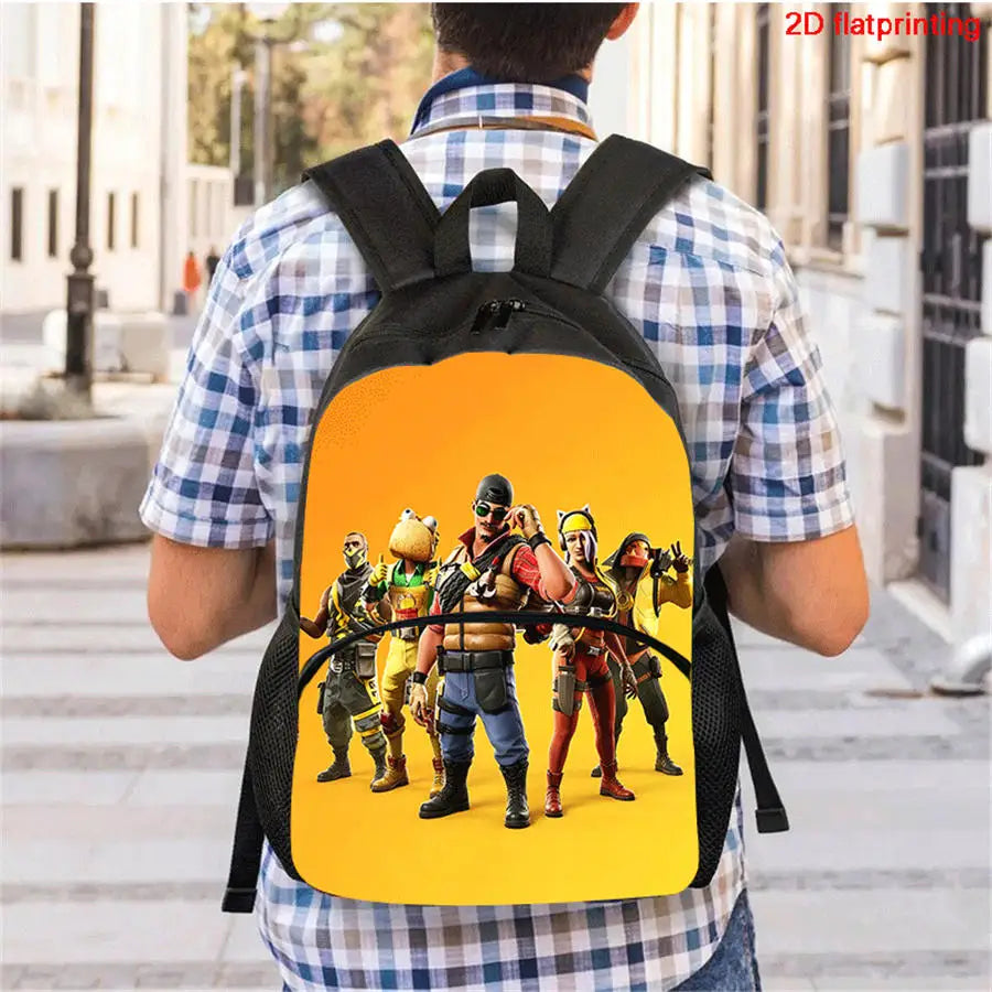 FORTNITE 3-Piece Lightweight Backpack Set with Front Pocket, Crossbody Bag & Pencil Case for Ages 5-9 Boys and Girls, Includes Free 3D Printed Keychain