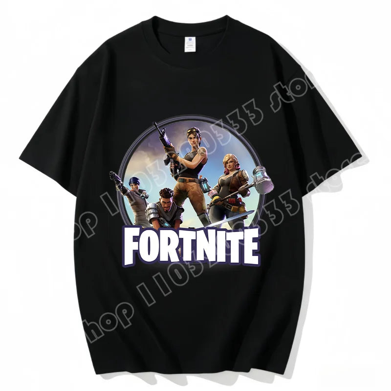 Fortnite Rundhals-T-Shirt für Erwachsene, unisex, Gaming-Dance-Mode, neu, aus reiner Baumwolle, kurzärmeliges Oberteil, perfekt für Freizeit und Urlaub