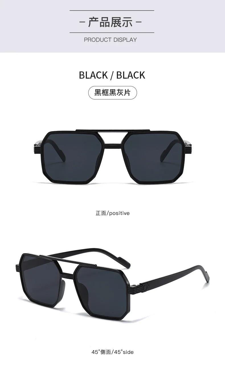 Trendy Women Luxury Polygonal Sunglasses Double Beam Men Metal Sunglass Outdoor Driving Shade Unisex