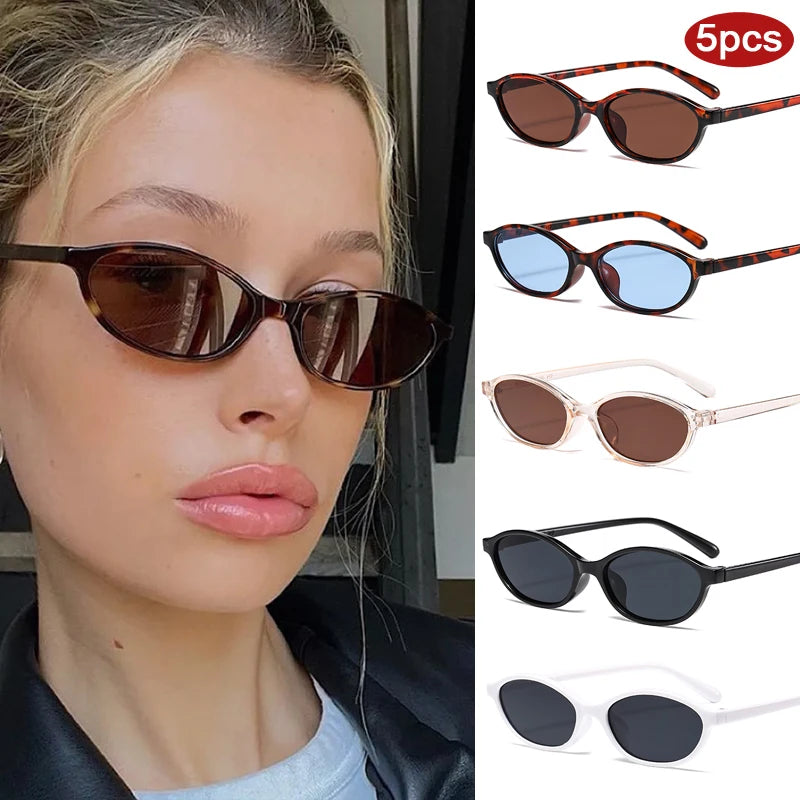 1/4pcs New Casual Elliptical Sunglasses Female Multi Color Frame Glasses Fashion Small Frame Design UV400 Sun Glasses Unisex
