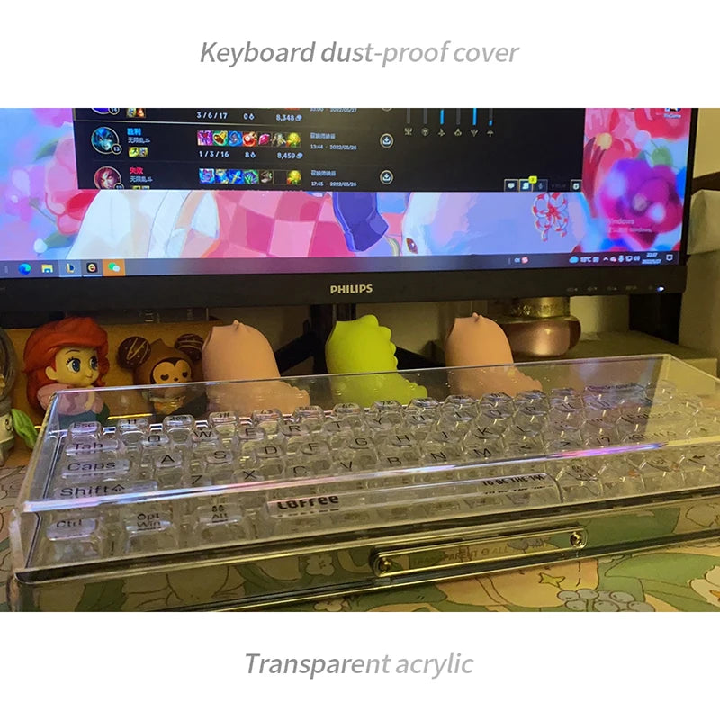 Funda protectora transparente de acrílico para teclado mecánico, cubierta antipolvo para teclado de 60/61/64 96 98104/108 teclas y cubierta para ratón