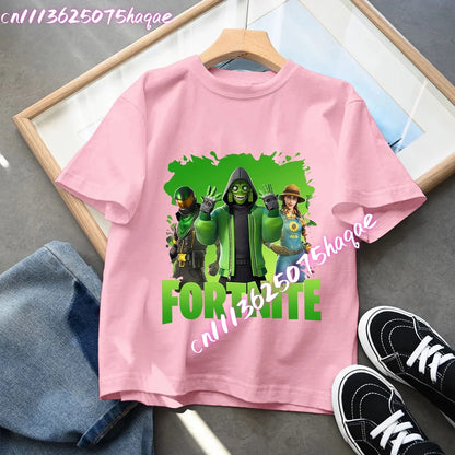 Fortnites Series Summer-børnetøj, hot game T-shirt til drenge og piger, tegneserieprint, kortærmede toppe til børn, sjove fødselsdagsgaver