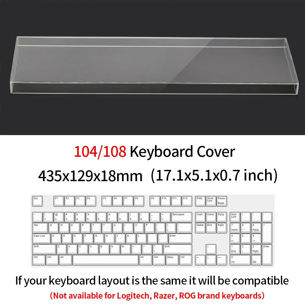 Funda protectora transparente de acrílico para teclado mecánico, cubierta antipolvo para teclado de 60/61/64 96 98104/108 teclas y cubierta para ratón