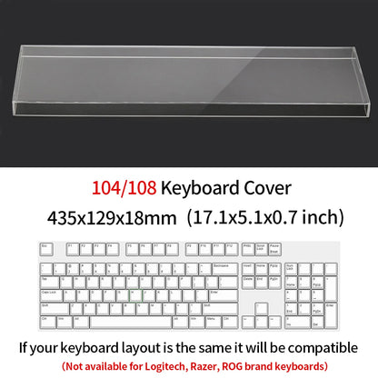 Funda protectora transparente de acrílico para teclado mecánico, cubierta antipolvo para teclado de 60/61/64 96 98104/108 teclas y cubierta para ratón