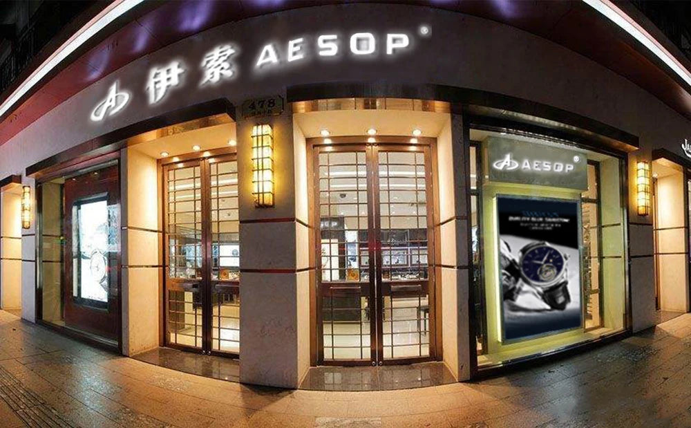 AESOP Flying Tourbillon Skeleton Watch For Men Mekanisk vattentät herrklocka Lyxigt urverk Rostfritt stål