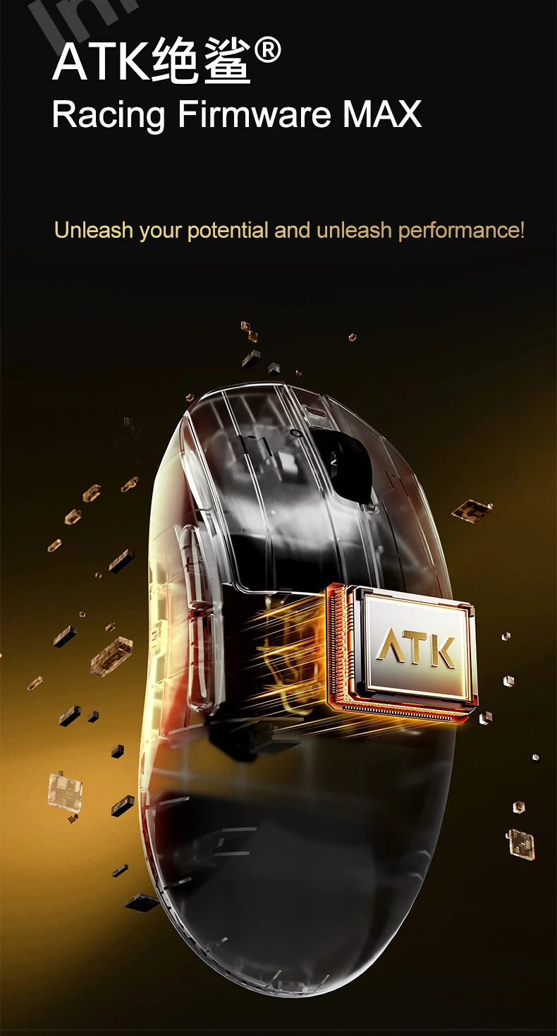 ATK Dragonfly A9 Ultimate belaidė žaidimų pelė A9 Air PAW3950, itin lengva ergonomiška e. sporto FPS žaidėjų pelė CSGO A9 Ultra