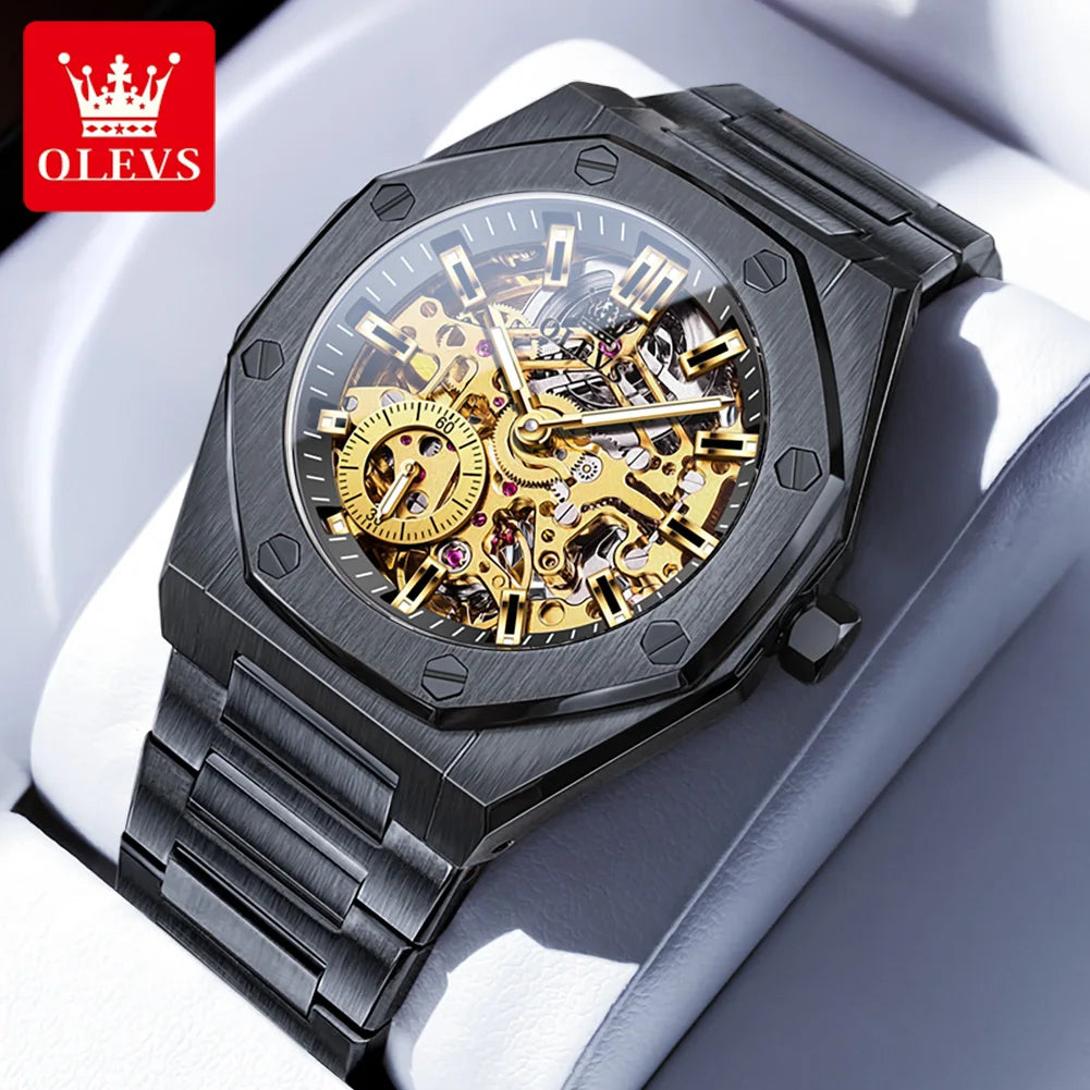 OLEVS 6669 Fully hollow men's watch luxury automatic mechanical watch men's 30M waterproof Man Wristwatches