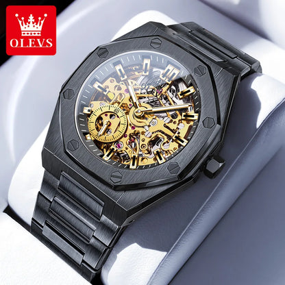 OLEVS 6669 Fully hollow men's watch luxury automatic mechanical watch men's 30M waterproof Man Wristwatches