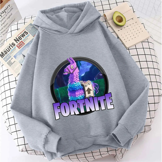 FORTNITED Felpa con cappuccio a maniche lunghe per bambini, bambine e ragazzi, streetwear, pullover, stile anime, top moda per bambini, idea regalo