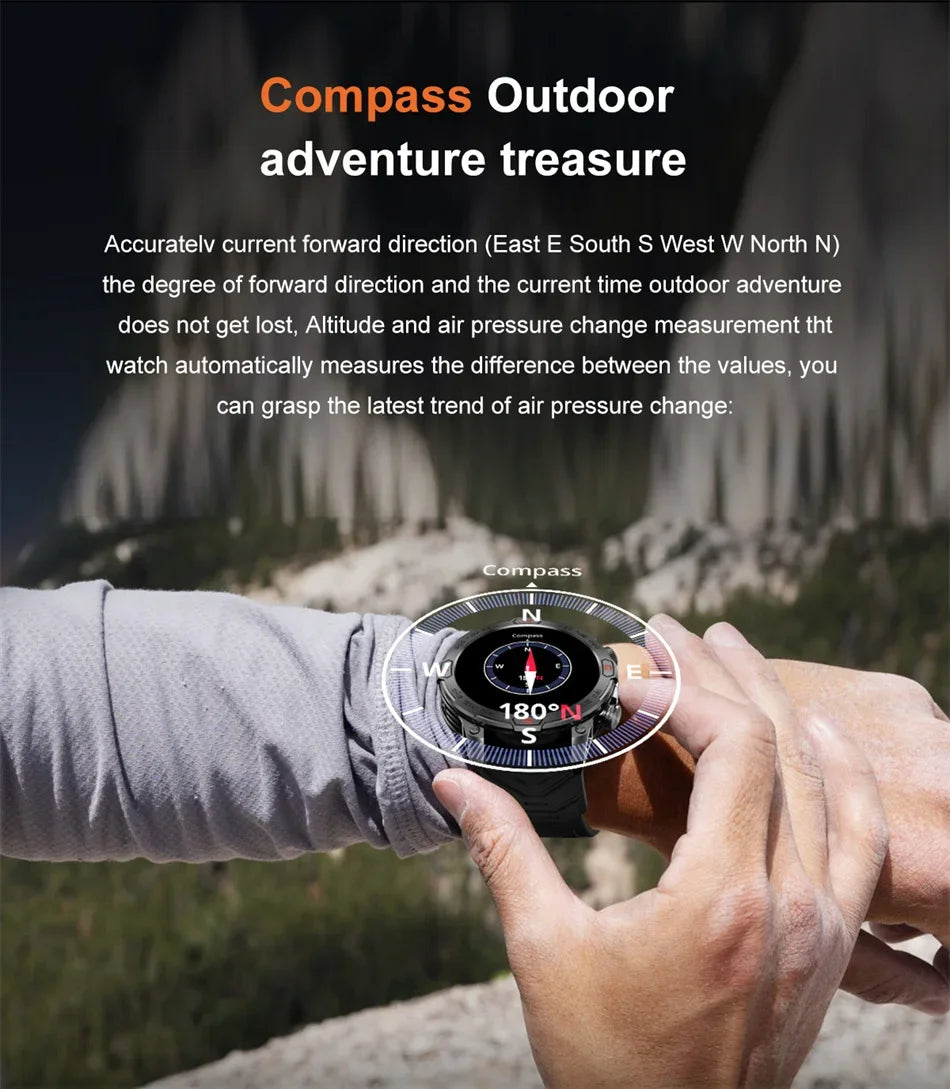 Men's Fashion Outdoor Sport GPS Smart Watch with AMOLED HD Screen, Heart Rate Monitor, and Waterproof Features