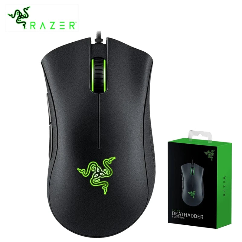 Original Razer DeathAdder Essential Wired Gaming Mouse 6400DPI Optical Sensor 5 Independently Programmable Buttons For Laptop PC Gamer