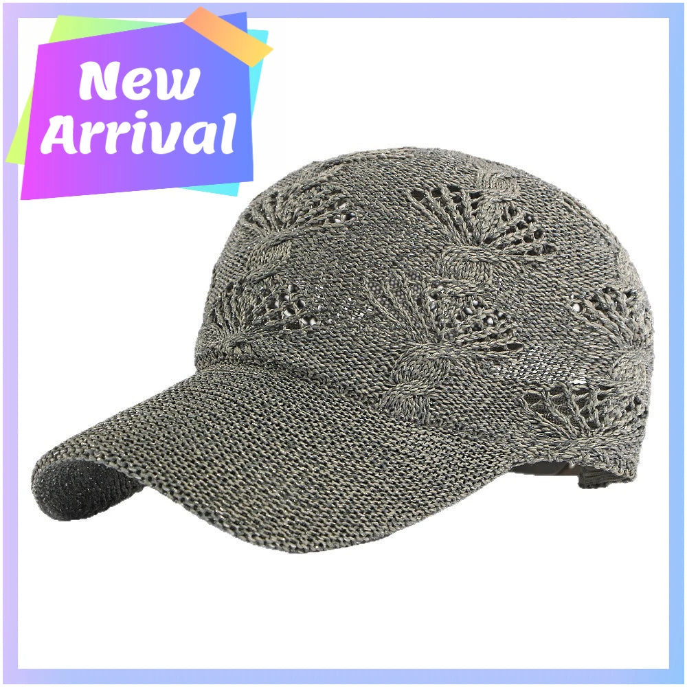 Casquette de baseball d'été en maille ajourée brillante pour femme, casquette de protection solaire pour les activités de plein air, respirante, flatteuse et polyvalente