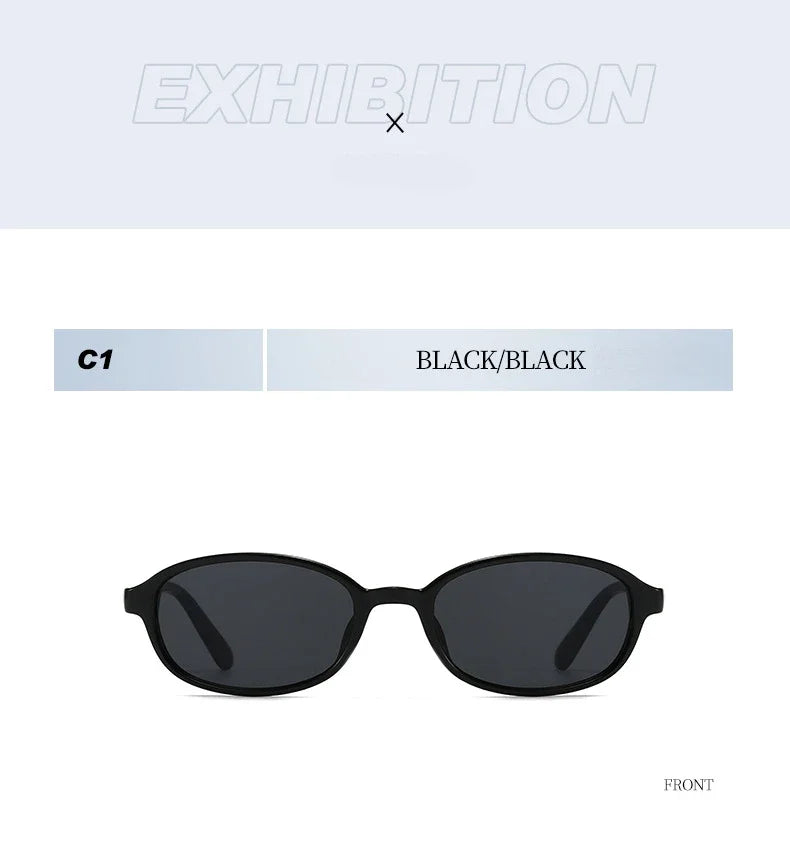 Personalized oval-shaped small frame plastic-rimmed sunglasses for men and women, suitable for daily sun protection