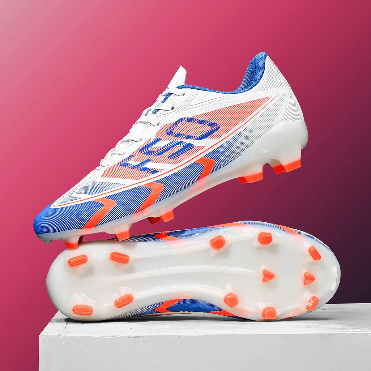 Lightweight AG/FG Soccer Cleats PU Fabric Sweat-Absorbent Upper TPU Non-slip Sole Durable Boys Girls Football Training