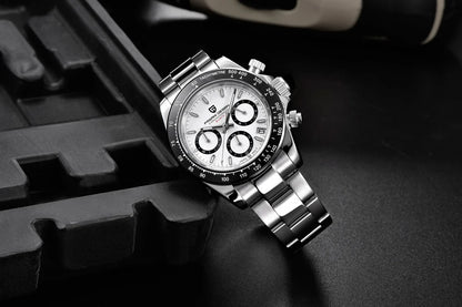 PAGANI DESIGN herenhorloge – Model met gekleurde wijzerplaten, luxe quartz-polshorloge, chronograaf met een uurwerk