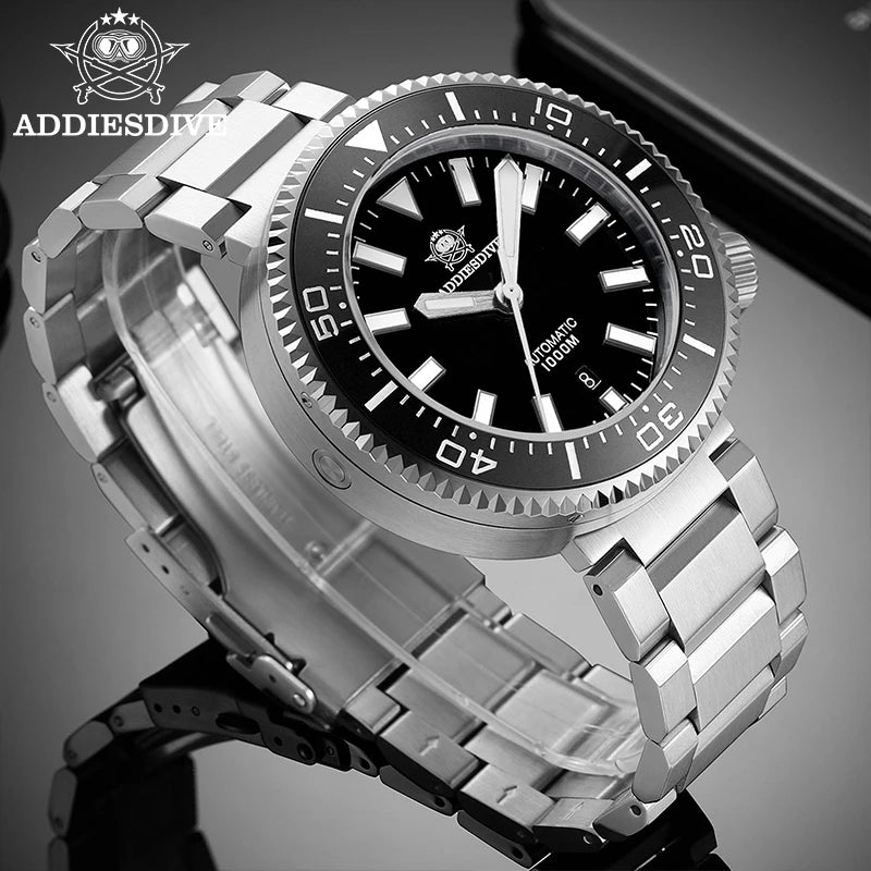 ADDIESDIVE Men's Luxury Watch 1000m diver's watch Waterproof luminous Sapphire Glass reloj hombre Automatic Mechanical Watches